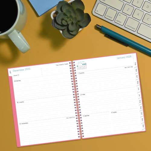 2026 Planner - Planner 2026 from January 2026 to December 2026 with 12 Monthly Tabs, Flexible Cover, Inner Pocket, 8.5" x 11", Pink - color: Pink, size: 8.5" x 11"