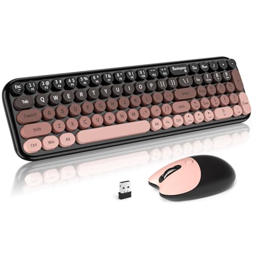 Dilter Wireless Keyboard Mouse Combo, Portable Retro Keyboard with Compact Size, 2 in 1 USB Connected Mouse for Windows PC, Laptop, Computer, Desktop, Home and Office Use - color: Black Berry