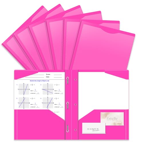 6 Pack Heavy Duty Folders with Pockets Prong, 3 Prongs Pockets Folder with Clear Front Pocket, Five Star Customizable Pocket and Prong Folders, Office Supplies Set Heavy Duty, Business Folder - color: 6 Colors