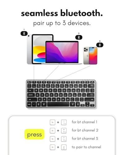 Macally Wireless Bluetooth Keyboard for Mac - Premium Multi Device Connectivity - Compatible Apple Keyboard for MacBook Pro/Air, iMac, Mac mini, iPad, Laptop, and PC - color: Space Gray