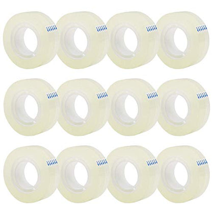 OWLKELA 12 Rolls Transparent Tape Refills, Clear Tape, All-Purpose Transparent Glossy Tape for Office, Home, School | All-Purpose, Transparent Glossy Tape, Ideal for Office, Home and School - size: 12 Pcs