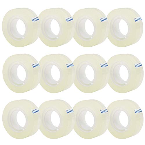 OWLKELA 12 Rolls Transparent Tape Refills, Clear Tape, All-Purpose Transparent Glossy Tape for Office, Home, School | All-Purpose, Transparent Glossy Tape, Ideal for Office, Home and School - size: 12 Pcs