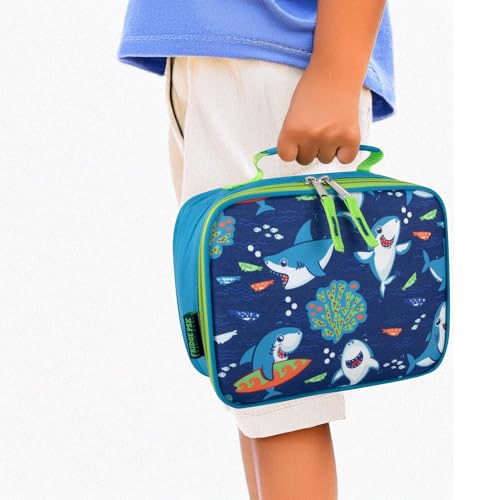 Trail maker Kids School Lunch Box Insulated for Boys, Girls | Fun Insulated Lunch Bag for Kids, School, Camp, Sports (Snarky Sharkies) - color: Snarky Sharkies