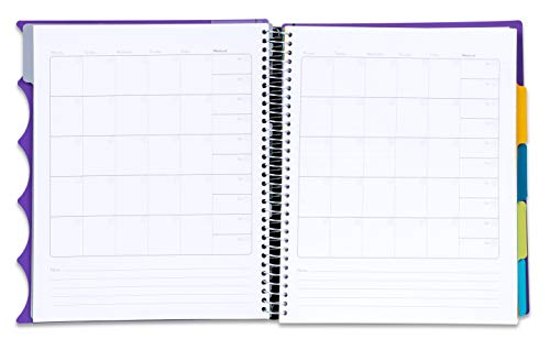 Mintra Office Durable PREMIUM Spiral Notebook, ((Purple, 5 Subject, 8.5in x 11in)), Fabric Covered Coils, No Snags, Removable Adjustable Pocket Dividers, Ruler, Organization, Customizable - color: Purple, size: 5 Subject (8.5in x 11in)