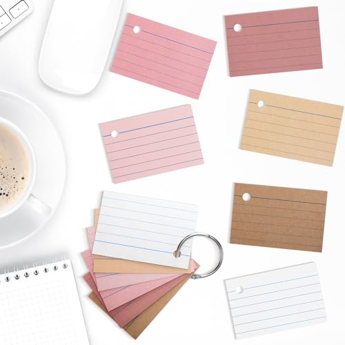 Epakh 300 Pieces Lined Index Cards 180 GSM Thick Flash Cards with Rings Notecards Punched Back to School for Studying Adults Home College Office(2 x 3 Inch,Yellow Series) - color: Yellow Series, size: 2 x 3 Inch