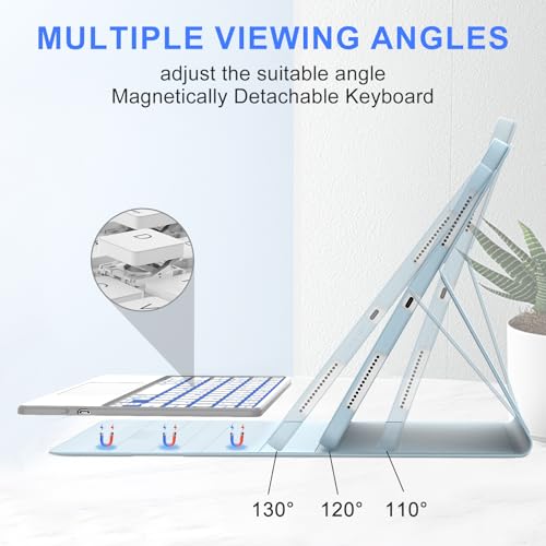 IVEOPPE Keyboard Case for Xiaomi Pad 8/8 Pro/Pad 7/7 Pro 11.2 Inch Trackpad | 7 Color Backlit, Magnetic Detachable Wireless Bluetooth Keyboard, Multi-Touch Trackpad, Stain Resistant Cover, Rechargeable - color: Light Blue (Backlit Keyboard)
