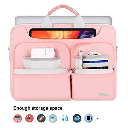 Lacdo 360° Protective Laptop Shoulder Bag, 14 inch Computer Bags for 14 inch MacBook Pro M5 Pro/Max A3426 A3427 (2026), M5/M4/M3/M2/M1 A3434 A3112 A3401 A3185 A2918 A2992 2025-2021 Messenger Bag, Pink - color: Pink, size: 14 Inches