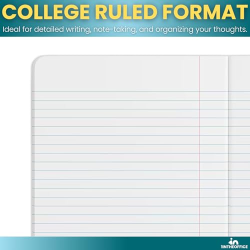 1InTheOffice Composition Notebook College Ruled, Notebooks for School, Black, 9.75" x 7.5", 24 Pack
