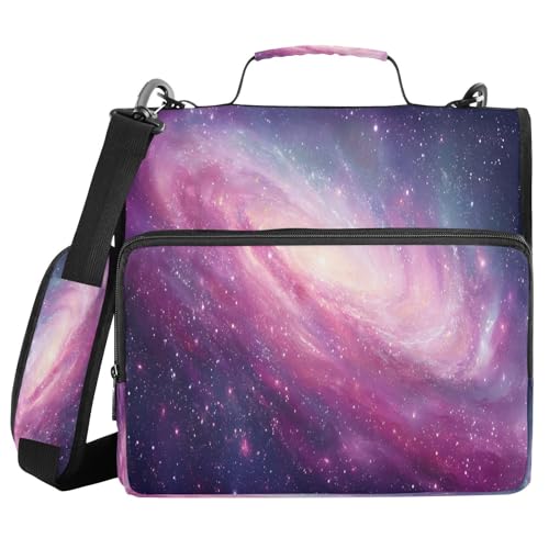 ALAZA Zipper Binder 3 Ring Colored Galaxy Universe Binder Organizer with Zipper and Shoulder Strap Large Capacity Multi-Pocket Trapper Keeper File Folder for Office Supplies - color: Multicolored 25