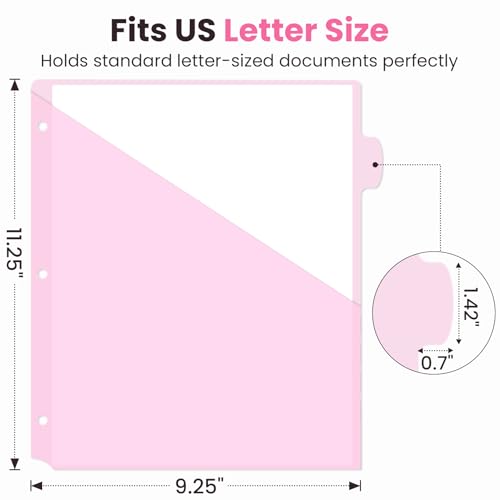 Sooez 8-Tab Binder Dividers with Two Pockets, 8 Tabs Dividers for 3 Ring Binder Organizers, 3-Hole Plastic Sheets Protectors for US Letter Size, School, College, Office Supplies, Pastels, Set of 1 - size: 1 Set