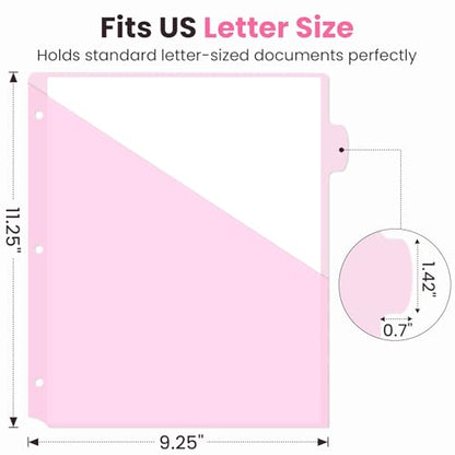 Sooez 8-Tab Binder Dividers with Two Pockets, 8 Tabs Dividers for 3 Ring Binder Organizers, 3-Hole Plastic Sheets Protectors for US Letter Size, School, College, Office Supplies, Pastels, Set of 3 - size: 3 Sets