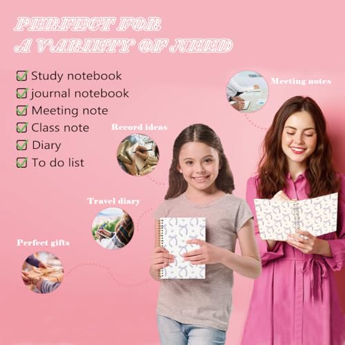 QUICQOD Preppy Purple Bow Spiral Notebook Journal for Teen Girls and Women | Cute Purple School Supplies for Girls, Coquette Hardcover Lined Notebook for Note Taking 5.5x8.3 Inch - color: Purple1