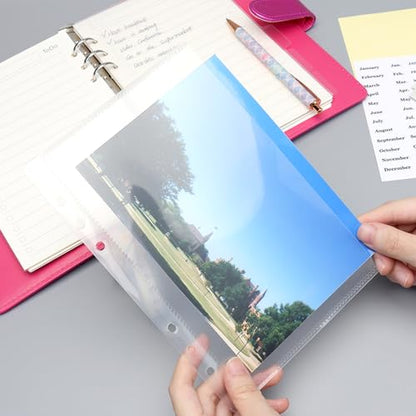 NatSumeBasics 12 A5 Binder Pocket Dividers with Tabs Zipless 5" x 8" Clear Cash Stuffing Envelopes Planner Inserts for 6 Ring Budgeting Accessories (12 A5)