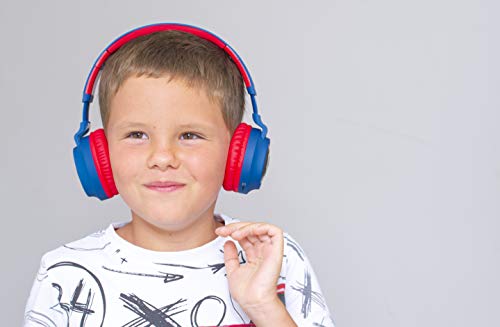 PowerLocus Kids Headphones Wireless, Bluetooth Headphones for Kids Over Ear, LED Lights, 85dB Safe Volume Limit, Foldable, Micro SD Mode, Built-in and Line-in Microphone for Phones,Tablets,Laptop - color: N-Red