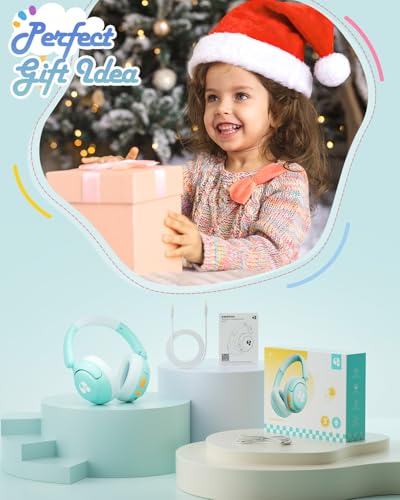 awatrue Kids Bluetooth Headphones, 85dB Volume Limiter, Foldable Wireless Over-Ear Headphones for iPad, Travel, 75H Playtime, Bluetooth 5.4, Built-in Mic, Green - color: Green