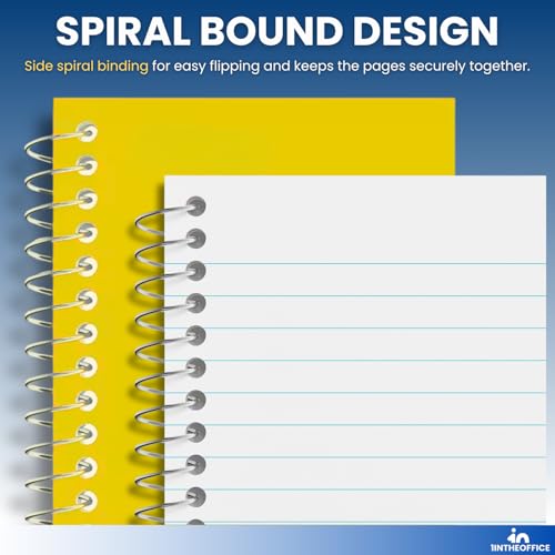 1InTheOffice Wirebound Spiral Memo Books, Memo Pads, 3" x 5", College Ruled, Small Notepad 3x5, Assorted, 75 Sheets/Pad, 10 Pads/Pack