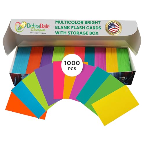 Mini Flash Cards 1000 Pack, Neon Study Cards for Active Recall, USA Made | Color-Coded Learning Cards for Vocabulary, Nursing School, Language Learning, Memory Retention & Exam Prep - style: Unpunched