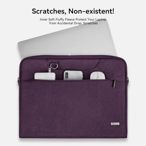 Voova Laptop Bag 17 17.3 Inch Water-resistant Laptop Sleeve Case with Shoulder Straps & Handle, Computer Case Cover Slim Briefcase Compatible with 17-18” Hp Dell Asus Acer, Dark Purple - color: Dark Purple, size: 17-17.3 In