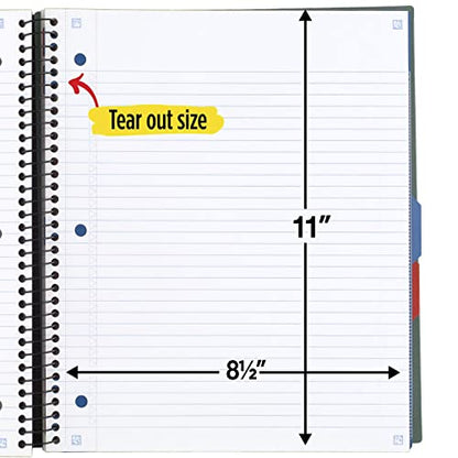 Five Star Advance Spiral Notebook + Study App, 3 Subject, College Ruled Paper, 8-1/2" x 11", 150 Sheets, Spiral Guard, Movable Tabbed Dividers, Seaglass Green (73136) (Pack of 6) - color: Seaglass Green, size: Pack of 6