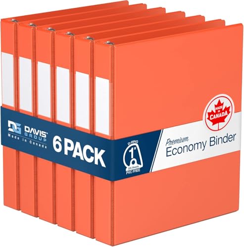 Premium Economy 6-Pack 3-Ring Binders for School or Office, D-Ring Binders, 1 Inch, Orange - color: Orange, size: 1 Inch