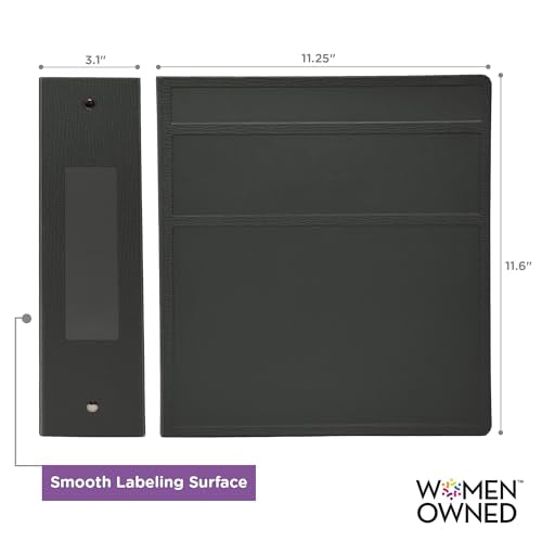Carstens 3-Inch Heavy Duty 3-Ring Binder - Side Opening, Charcoal Gray, Durable Plastic, Precision No-Gap Rings, Waterproof Cover, No Pockets, Holds 400 Letter Sheets, BPA-Free, Made in USA (1739-3R) - color: Charcoal Gray, size: Individual