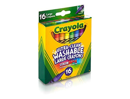 Crayola 52-3281 Large Washable Crayons Assorted Colors 16 Count (Pack of 2)