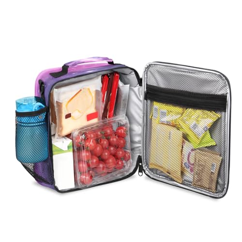 Universe Space Galaxy Nebula Lunch Bag for Girls Boys Outer Space Galaxy Insulated Lunch Box for Kids School Picnic Travel Outdoor,Students Teens Thermal Lunch Tote Bag with Adjustable Shoulder Strap - color: Universe Space