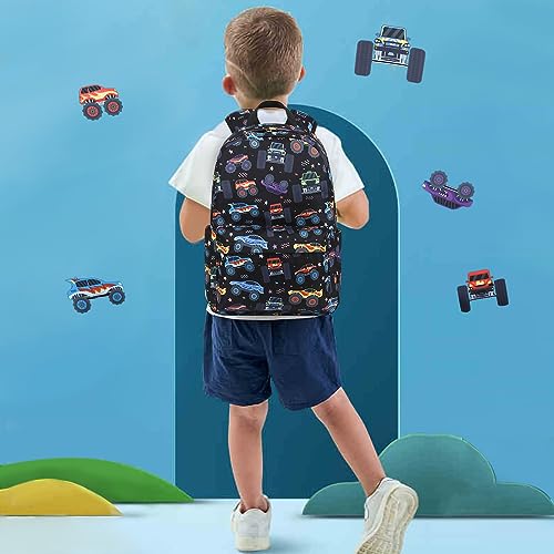 CAMTOP Backpack for Kids, Boys Girls Preschool Backpacks with Lunch Box Toddler Kindergarten School Bookbag Set - color: 0025 Monst Truck