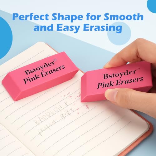 12 Rubber Pencil Erasers Bulk for School/Office, Latex-Free Smudge-Free Soft Bevel Erasers for Students, Bulk School Supplies for Classrooms, Teachers, Home, Office, Art Class