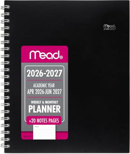 Mead Planner 2026-2027 Weekly & Monthly Academic 15-Month April-June, 8.5" x 11", Black (CAW62005) (Pack of 12) - color: Black, size: 8.5"W x 11"H (Pack of 12), style: 2026-2027