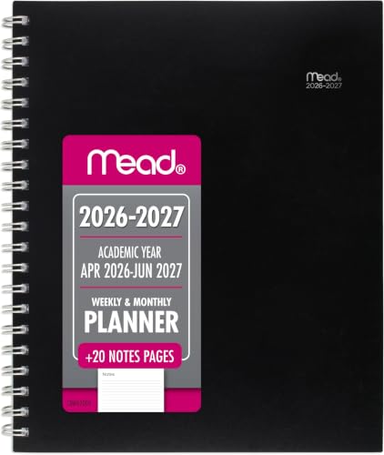 Mead Planner 2026-2027 Weekly & Monthly Academic 15-Month April-June, 8.5" x 11", Black (CAW62005) (Pack of 12) - color: Black, size: 8.5"W x 11"H (Pack of 12), style: 2026-2027