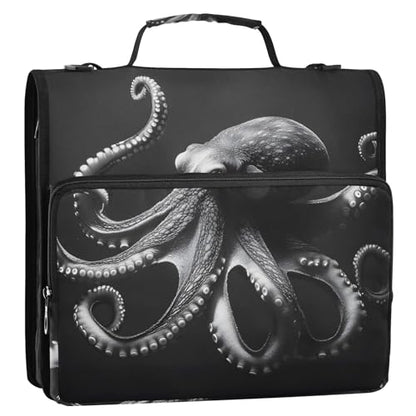 3 Ring Zipper Binder with Shoulder Strap Octopus 1.5 inch Binders Keeper Large Capacity Multi Pockets for School Office Supplies - color: Multi400, size: Fit 500 Sheets