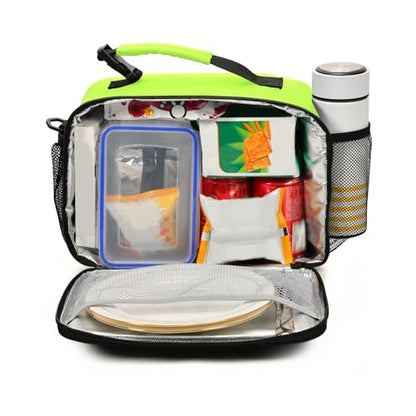 Custom Student Lunch Bag for Boys Girls Green Yellow Solid Color Personalized Name Lunch Box Insulated Cooler Bag for School Picnic Office - color: Multi26