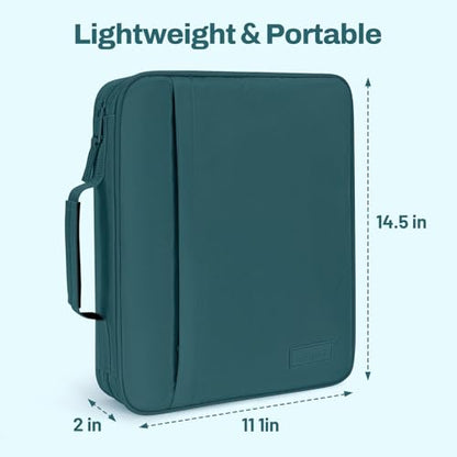 SUNEE Zipper Binder 1 Inch, Removable 3-ring binder, 175-Sheet Capacity, 5-Tab Dividers Expanding File Folder, Small Binder Bag Organizer Storage for Student School Classroom Supplies, Dark Teal-Green - color: Dark Teal-green
