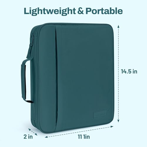 SUNEE Zipper Binder 1 Inch, Removable 3-ring binder, 175-Sheet Capacity, 5-Tab Dividers Expanding File Folder, Small Binder Bag Organizer Storage for Student School Classroom Supplies, Dark Teal-Green - color: Dark Teal-green