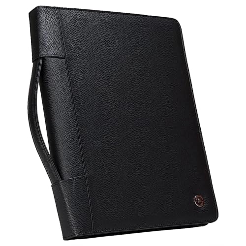 Case-it Executive Zipper Padfolio with Removable 3-Ring Binder and Letter Size Writing Pad, Pebbled Faux Leather Black (PAD-40) (Pack of 6) - color: Pad-40-black, size: 6 Pack