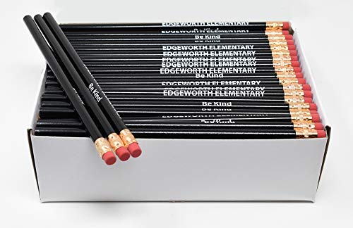 Pencil Guy Promotional Personalized Black Round Pencils | 144 to a box, Imprinted, 19 color(s) to choose from - color: Black, size: 1 Count (Pack of 144)