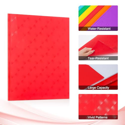 ViVin Plastic Folders with Pockets and Prongs,6 Pack,Heavy Duty 2-Pocket File Folder with 3 Fasteners,Fits Letter Size Paper,for School Home and Office(Bright Red) - color: Bright Red, size: 6 PACK