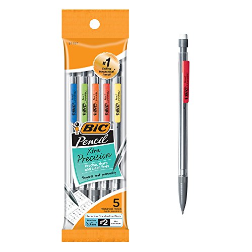 BIC Xtra-Precision Mechanical Pencils with Erasers, Fine Point (0.5mm), 5-Count Pack Mechanical Drafting Pencil Set - size: 5 Count (Pack of 1), style: Fine Point
