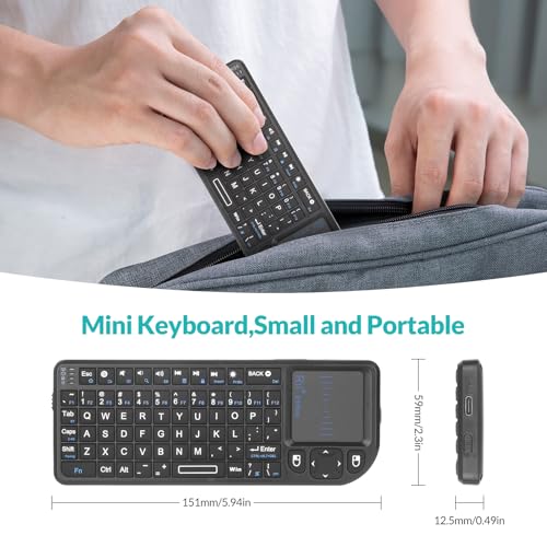 Rii Mini Keyboard with Touchpad,Bluetooth Keyboard Backlit,Handheld Wireless Keyboard for Smart TV,Android TV Box,Fire TV Stick,HTPC,Projector,PC,Smartphone,Office,Home