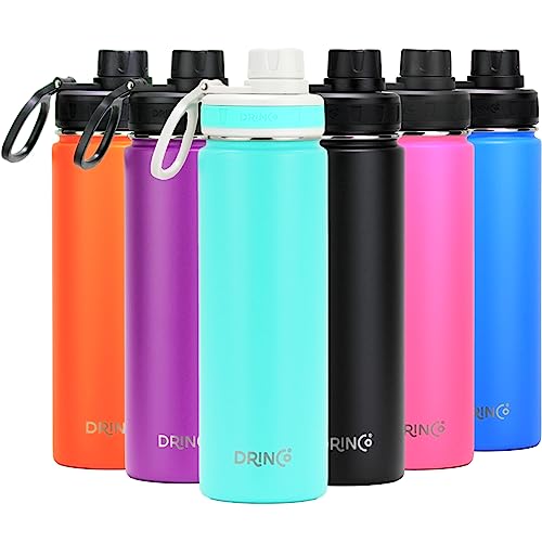 DRINCO Stainless Steel Water Bottle Spout Lid Vacuum Insulated Double Wall Water Bottle Wide Mouth (40oz 32oz 22oz 18oz 14oz) Leak Proof Keep Cold Sport Camping Hiking (22 oz, 22oz Teal) - color: 22oz Teal, size: 22 Ounces