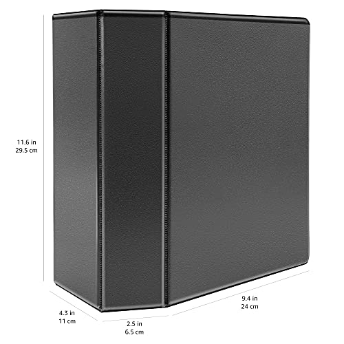 Amazon Basics 5 inch Heavy Duty D-Ring 3 Ring Binder, Customizable View Cover, Extra Durable, Black, 2-Pack - size: 2-Pack, style: 5-inch