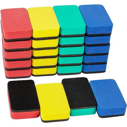 24Pcs Strong Magnetic Dry Erase Eraser, Classroom Must Haves, Rectangle | 4 Color Mini Whiteboard Eraser, Classroom Essentials for Kindergarten, Prek, Elementary, Office - style: Rectangle