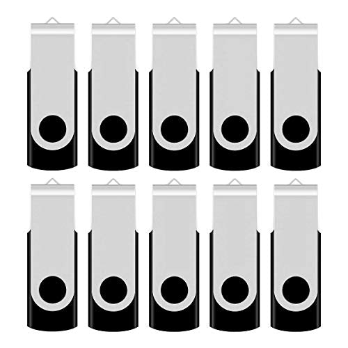 Aiibe 4GB Flash Drive Bulk 4GB USB Flash Drive Thumb Drives 10 Pack USB 2.0 Memory Stick Jump Drive Zip Drives Swivel Keychain Design (Black) - color: 10PCS Black, size: 4GB