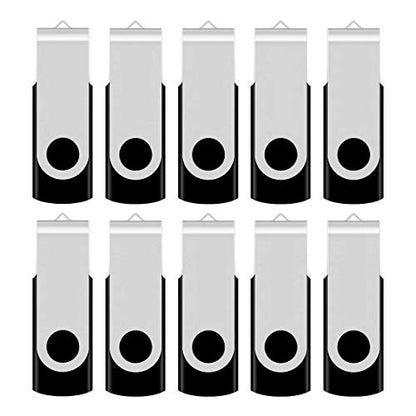 Aiibe 4GB Flash Drive Bulk 4GB USB Flash Drive Thumb Drives 10 Pack USB 2.0 Memory Stick Jump Drive Zip Drives Swivel Keychain Design (Black) - color: 10PCS Black, size: 4GB