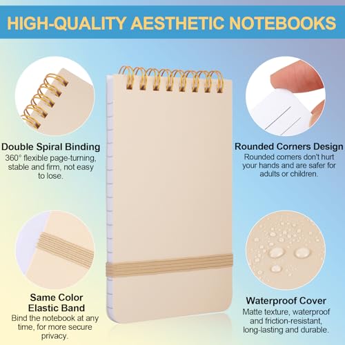AZUREAL 6 PCS Small Spiral Notebook 3x5, Notebooks for Note Taking, Colorful Scheme Spiral Journal Notebook, Work Notebook Small Notebooks 3x5 with Strap, Cute Notebooks for Women 60Sheets/Note Books