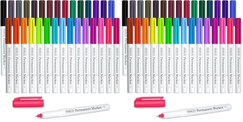 Shuttle Art Permanent Marker, 30 Colors Ultra Fine Point, Assorted Colors, Works on Plastic,Wood,Stone,Metal and Glass for Kids Adult Coloring Doodling Marking (Pack of 2) - size: 1 Count (Pack of 60), style: 30 Colors