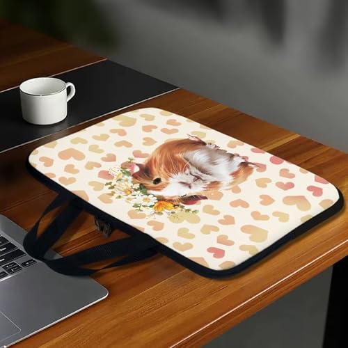 HUGS IDEA Laptop Sleeve Carrying Case for Women Computer Cover with Handle Notebook Messenger - color: Cute Guinea Pig, size: 17inch