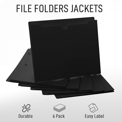 Black File Jackets, 1 Inch Expansion, Letter Size, Reinforced Straight-Cut Tab, 6 Pack - color: Black, style: 1 Inch Expansion
