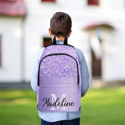 MyPupSocks Custom Backpack for Girls, Personalized Sparkle Glitter Monogram Bag Schoolbag Casual Daypack Customized Girls Lunch Box Bag Travel Laptop Bag Backpack for Kids Teens Travel Picnic - color: Multi 09